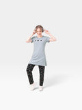 Women's Sage Green Graphic Tunic & Printed Trousers Loungewear Set