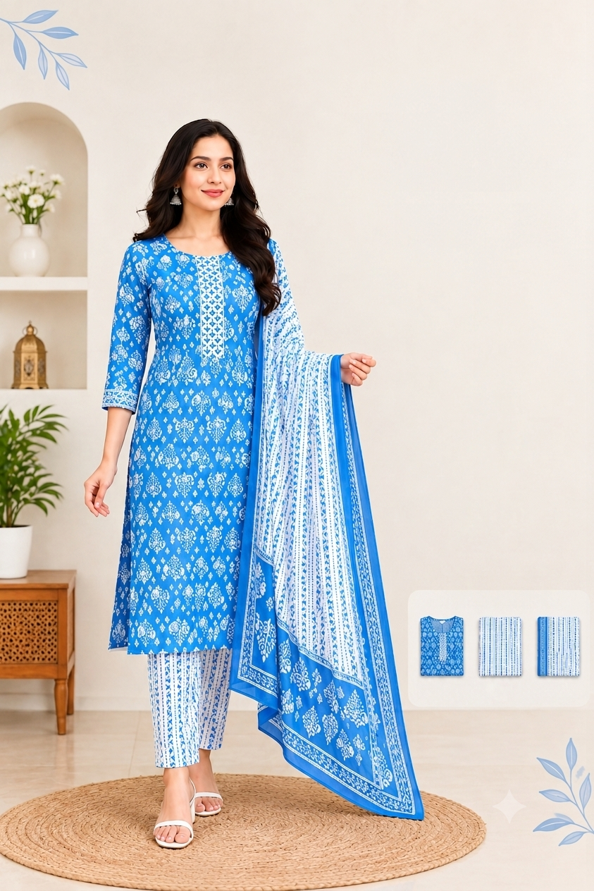 Blue Blossom 3-Piece Suit
