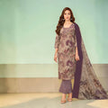 Dusty Pink & Plum Botanical Print Kurti with Trousers & Printed Dupatta