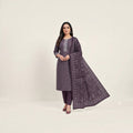 Dark Purple Bandhani Printed Cotton Suit Set